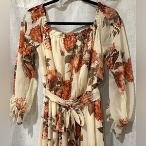 Isabel Fall Floral Off the Shoulder Maxi Dress